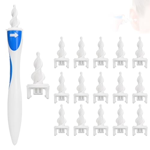 Limpiador Oidos Adultos, Kit de limpieza para Oídos, con 16 Suaves Flexibles 360 Grados Espiral Silicón, Quitar Cera Oidos, Kit De Limpieza De Oídos, Limpia Orejas Humano Para Niños y Adultos