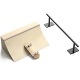 Mifoci Finger Skateboards Accessory Set, Skate Ramp, 11" Fingerboard Rail | Wood Ramp, Metal Round Grind Rail, Fingerboard Obstacles, Portable Desk Skatepark Accessory for Grinds Slides, No Fingerboard