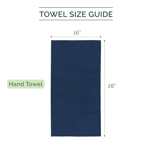 Image of Elegant Comfort Luxury 100% Turkish Cotton Corduroy Ribbed 4 Pack Hand Towel Set 16 x 28 Inch - Absorbent, Super Soft, Quick Dry, Premium Towels for Bathroom, Gym, Spa and Hotel Use, Navy