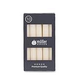 Müller Kerzen - Stabkerzen Elfenbein - 10er Set Tafelkerzen - 6 Stunden Brenndauer - 20 × 175 mm - Tropfarm, Raucharm, Duftfrei - Leuchterkerzen für Kerzenhalter & Tischdekoration - RAL-zertifiziert