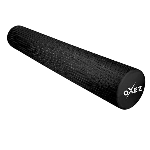 Oxez Foam Rollers for Muscles - Lightweight Yoga Foam Roller 90cm Made with EVA, Extra Long Back Roller for Back Pain Deep Tissue, Anti-Stress & Tension Relief, Gym, Yoga & Pilates | (Black)
