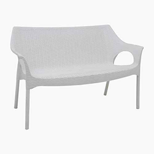 Image of Home Centre Abigail White Textured Polypropylene Outdoor Loveseat