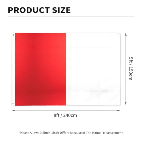Drapeau extérieur double face en polyester rouge et blanc résistant avec œillets