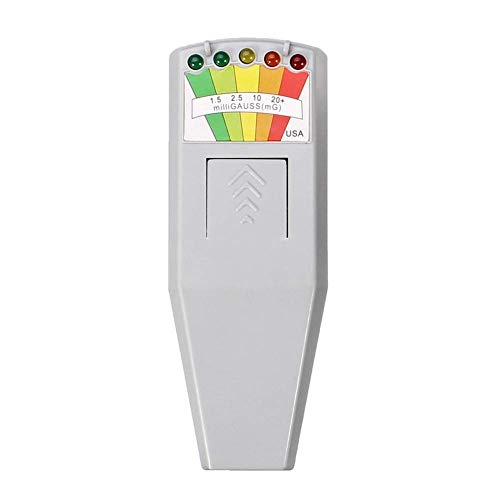 5 LED EMF Meter Electric Magnetic Field Dosimeter Detector Sensor Handheld Digital LCD Electromagnetic Radiation Tester Gauss Meter (Color : White)