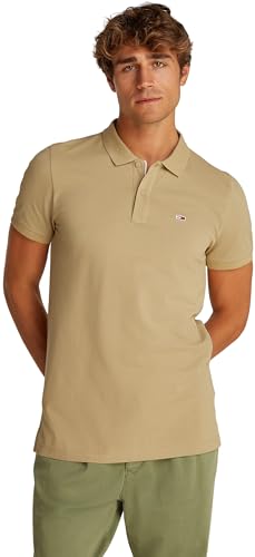 Tommy Jeans TJM Slim Placket Polo EXT S/S Polo Men's, Beige (Relic Tan), XL