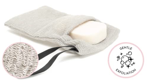 S&T INC. Exfoliating Soap Bag, Bar Soap Pouch for Shower and Bath, 7.6 Inches x 4.5 Inches, Grey, 2 Pack