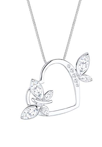 Collier papillon coeur argent 925 anti-allergie avec cristaux de zircone brillants
