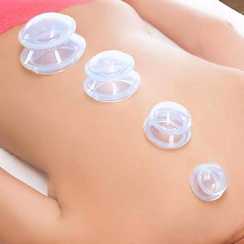 R A Products Moisture Absorber Anti Cellulite Solar Powered Vacuum Transparent Silicone Polymer Cupping Cup Set for Body Massage Therapy, Arthritis - 4 Pieces