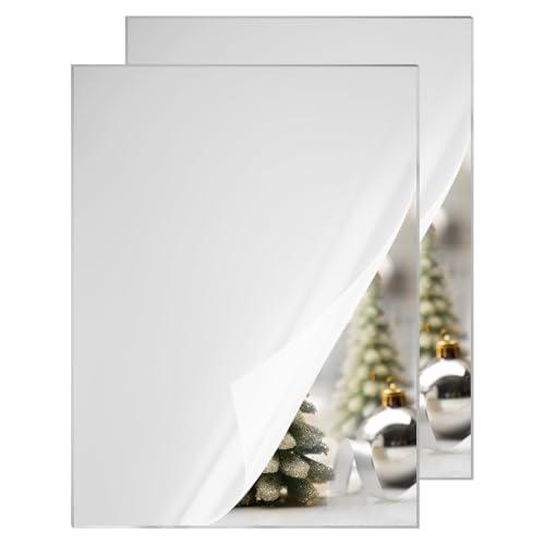 Image of KINLINK 12x16 Plexiglass Sheets 1 /8 inch Thick - 3mm Silver Mirror Cast Acrylic Sheet, Plastic Board Polycarbonate Sheet for DIY Project, Craft, Wall Mirror, Acrylic Sign and Wedding Invitation 2 Pack