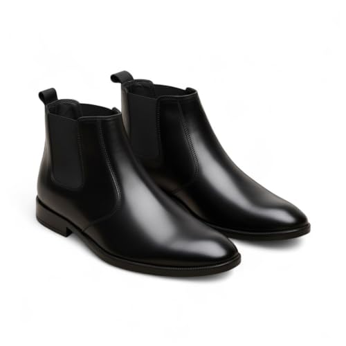 Image of HAYES LONDON Chelsea Boots For Man | Genuine Leather High-Top Slip-On Shoes | Comfortable Formal Shoes for Men | Stylish Office, Party & Casual Wear Fashion Boots