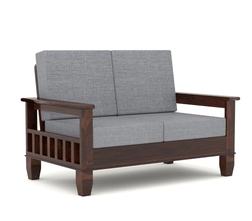 Image of NATRAJ ART & CRAFT Sheesham Wooden 4 Seater Sofa Set for Living Room | Rosewood 2+2 Seater Cushion Sofa Set with Side Newspaper Holder for Home & Office (Walnut)