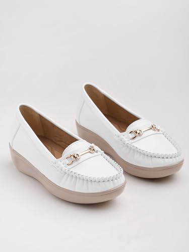 Image of Shoetopia Women's Comfort Loafers - Soft Sole Slip-On Moccasins with Horsebit Detail | Casual & Office Wear Flats