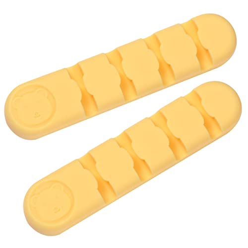 DOITOOL 2pcs Clips para cables adhesivos de silicona para organización de escritorio, soporte para cables para gestión de cables, compatible con superficies limpias y fácil de instalar, amarillo limón miniatura 1