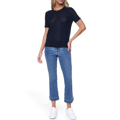 Image of Nautica Women's Crew Neck Solid Short Sleeve Sweater