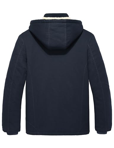 Image of WenVen Men's Winter Sherpa Parka Mid Length Thicken Military Style Warm Jacket with Removable Hood