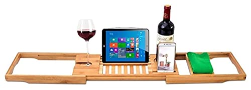 Cubierta de bañera retráctil de bambú multifuncional, estante superior de madera, estante de almacenamiento ordenado, puente de baño, bandeja de baño plegable