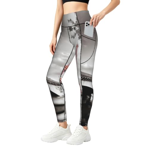 Leggings de gimnasio y uso diario WBQLSL elásticos suaves con bolsillos