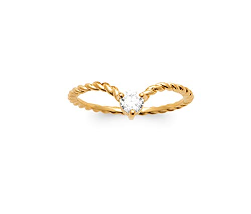 Bague en Plaqué Or anti-ternissement Tresse en V et Oxyde de Zirconium