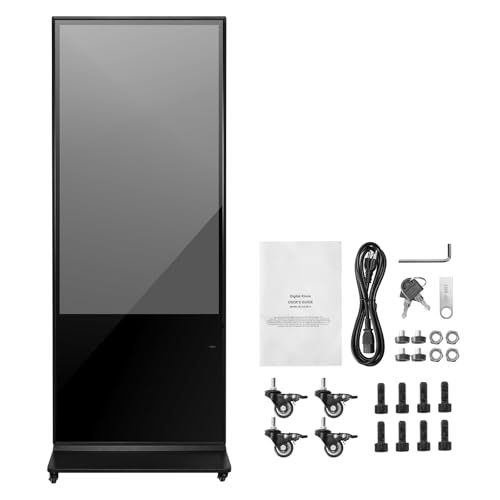 Image of Happybuy 55-Inch Digital Signage Display, Interactive Touchscreen Kiosk, Indoor Floor-Standing 4K UHD LCD Screen, 2GB RAM & 32GB Storage, WiFi /USB Connectivity, Commercial Advertising Solution