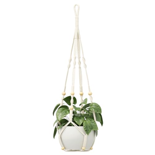 Bamworld Suspension pour Plantes en Macramé, Pot Suspendu Décoration Boho à Main en Corde de Coton, pour Intérieur, Extérieur et Support Jardiniere Balcon