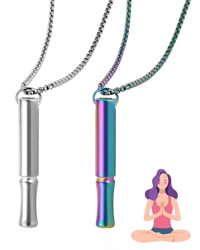 JUKOTA Collar V2 para dejar de fumar, 2 unidades, original, sin humo, ayuda para dejar de fumar, cadena con silbato, collar de respiración con resistencia, collar para el cuello,contra fumar, Acero