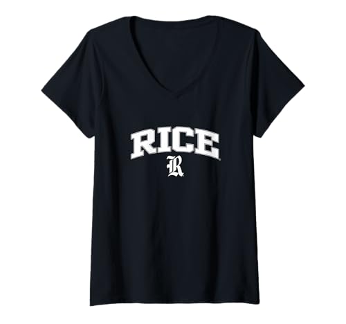 Womens Rice Owls Arch Over Logo Officially Licensed V-Neck T-Shirt