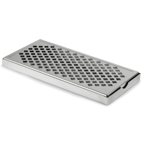 Cocktail7 Vassoio sgocciolatoi rettangolare in acciaio inox, tappetino da barra, 30 x 15 cm, contenitore rimovibile per acqua e birra, vassoio antigoccia, accessorio professionale da bar