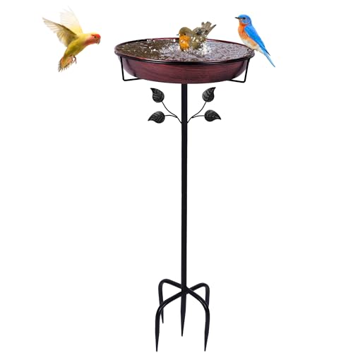 Vogeltränke Stehend, 31.5 Zoll Vogeltränke für Draußen Garten,Abnehmbares Vintage Metall Vogelbad für Garden Dekor & Outdoor Patio, Vogelfutter Winterfest Wasserschale（Antike Bronze)