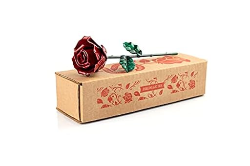 Forging Art Bcn® Rosa Eterna de Hierro Forjada a Mano - Regalo Día de la Madre, San Valentín, Bodas de Hierro (6 Aniversario) (Roja/Verde sin Base) | Ya disponible en tu tienda friki favorita! En mundofriki.es!