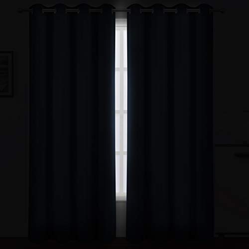 Image of LEMOMO Navy Blue Blackout Curtains 52 x 84 inch /Set of 2 Curtain Panels Room Darkening Bedroom Curtains