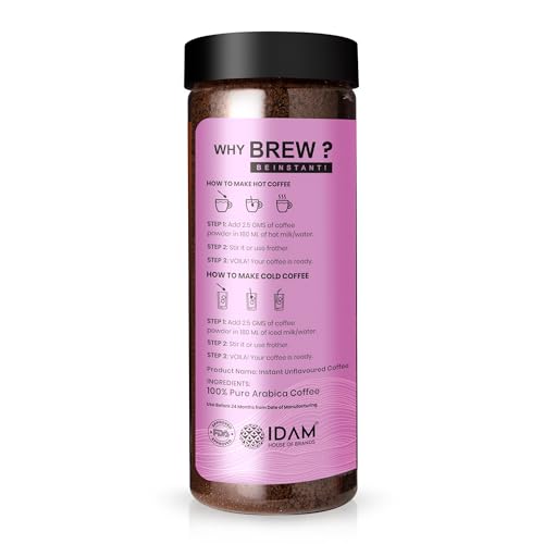 Bevzilla 200 Gram Vanilla Flavoured Instant Coffee Powder Jar | Arabica Coffee | Ideal for Espresso, Latte & Cappuccino | Hot & Cold Brew