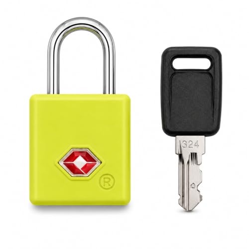 Image of QUIRA TSA Approved Travel Padlock with Key, Luggage Lock for Suitcase, Backpack, Locker & Travel Bags, Heavy Duty Security Lock (Lime Yellow)