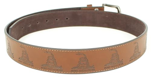 Don’t Tread on Me Leather Belt Strap and Metal Buckle 1.5" Wide with Snaps - Gadsden Flag Patriotic American History USA3