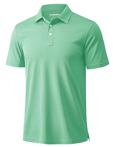 MAGCOMSEN Polo Shirts for Men Golf Shirts Tennis T-Shirt Short-Sleeve Work Polo Performance Quick Dry Jersey Polo Shirt Mint Green