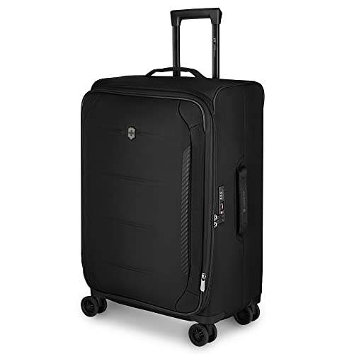 Victorinox Crosslight Large Softside Case - Large Travel Luggage with Spinner Wheels - Premium Traveling Essentials - Includes Foldable Pack Light Organizer - 74 Liter, Black