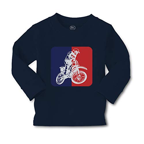 Cute Rascals Kids Long Sleeve T Shirt Motocross Motorcycle Cotton Boy & Girl Clothes Funny Graphic Tee Navy Design Only 5 6T