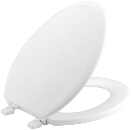 Toilet Seat Elongated by Aqua Plumb | All Hardware Included, Durable Coated Premium Paint, Durable Color Matched Hinges. Fits all Manufacturersâ€™ Elongated Toilet Bowls. (White)