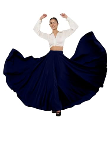 Image of Women's American Crepe Blooming Flared Long for Traditional Stitched A-line Flare Skirt for Girls with 12 Meter Flare 40inch Height
