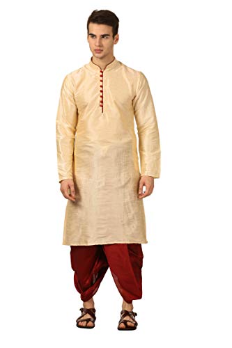 Image of Royal Kurta Men's Cotton Silk Dhoti Kurta (White)