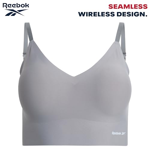 Image of Reebok Womens Everyday Bras - 2 Pack or 4 Pack Soft Stretch Longline Ladies Bralettes Performance Wireless Bras for Women