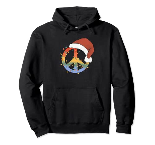 Signo de paz Luces de Navidad Navidad Paz Sudadera con Capucha