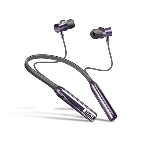 Image of Bluetooth Neckband Earphones, 28H+ Playtime, Bluetooth 5.4, 10mm Driver, IPX4 Splash Resistant (Purple)