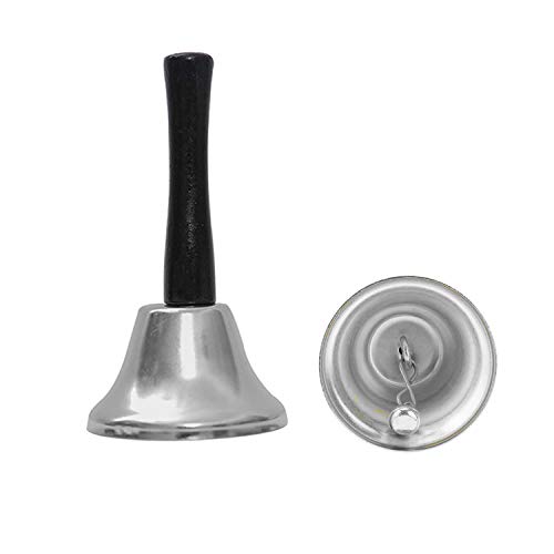 Steel Hand Bells for Wedding Events Decoration, Food Line, Alarm, Jingles, Ringing (1 Pc Silver)