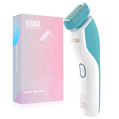 Damenrasierer elektrisch, Elektrorasierer Damen Ladyshaver für Armen, Beinen und Achseln, IPX7-wasserdichter Trocken- und Nassrasur mit Aloe-Streifen für schmerzlose Rasur, Blau Cover