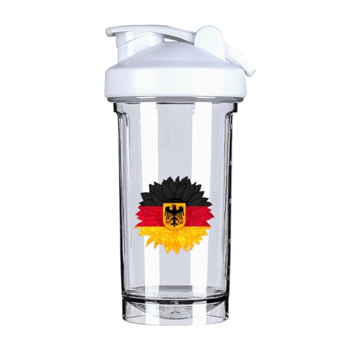 Vintage Sunflower Germany German Flag 18 Ounce Shaker Cup,Fashion Theme Pattern Shaker Bottle Leak-proof Workout Shake Bottles 500ML/18 oz Perfect for Pre Workout White 0