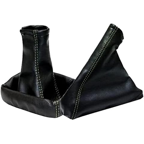 AERZETIX - Satz schaltsack + handbremssack - kunstleder - farbe schwarze leder - grün nähten - für auto Cover