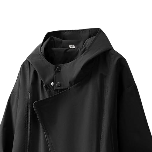 Image of GURUNVANI Mens Solid Color Zip Up Hooded Jacket Unisex Oversized Sports Windbreaker Coat