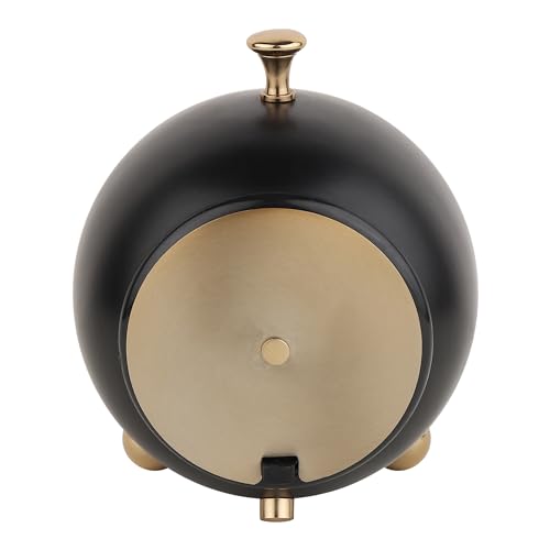 Image of Decor de Maison Brings Handcrafted Sphere Timekeeper Table Clock for Living Room, Bedroom, Study Table | Classic Non-Ticking Tabletop Battery Operated Analog Desk Clock in Black (12x12x14cm)