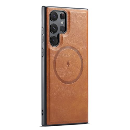 Étui pour Samsung Galaxy S26 Plus marron : coque rétro pour charger sans fil au bureau
