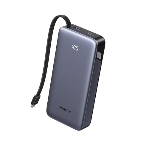 UGREEN 45W Power bank 20000mAh with Built-in USB C Cable Portable Charger